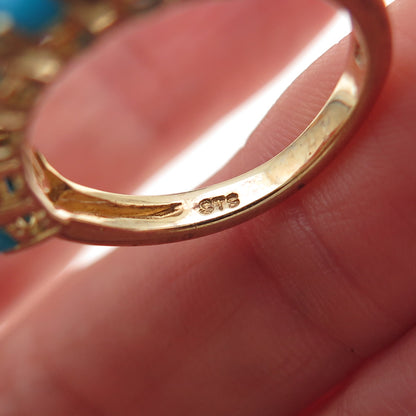 Chuck Clemency Sterling Gold Plated Real Sleeping Beauty Turquoise Ring Size 5