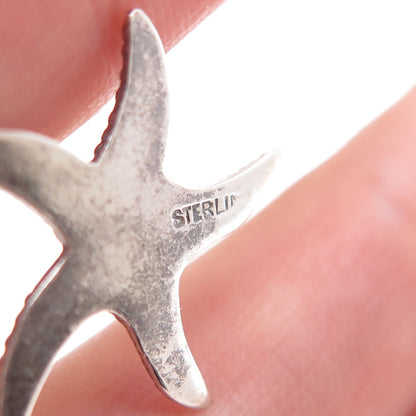 925 Sterling Silver Vintage Starfish Granulated Oxidized Charm Pendant