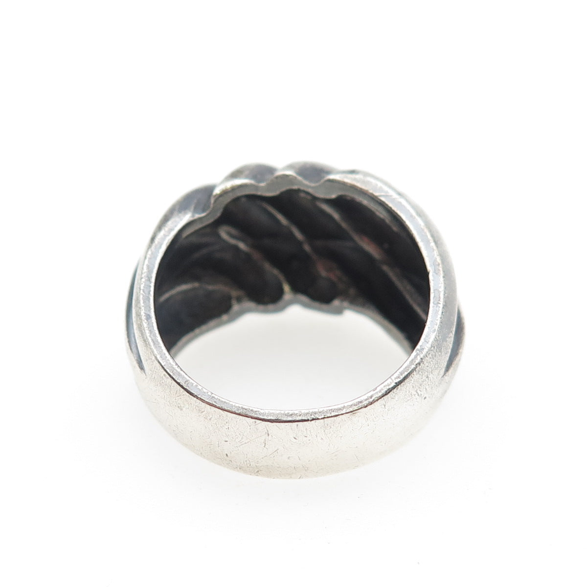 JOSEPH MASANIELLO 925 Sterling Silver Vintage Modernist Oxidized Ring Size 7.75