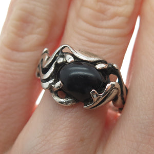 CARMELIO PATNIA Old Pawn 925 Sterling Vintage Real Black Onyx Ring Size 8.25