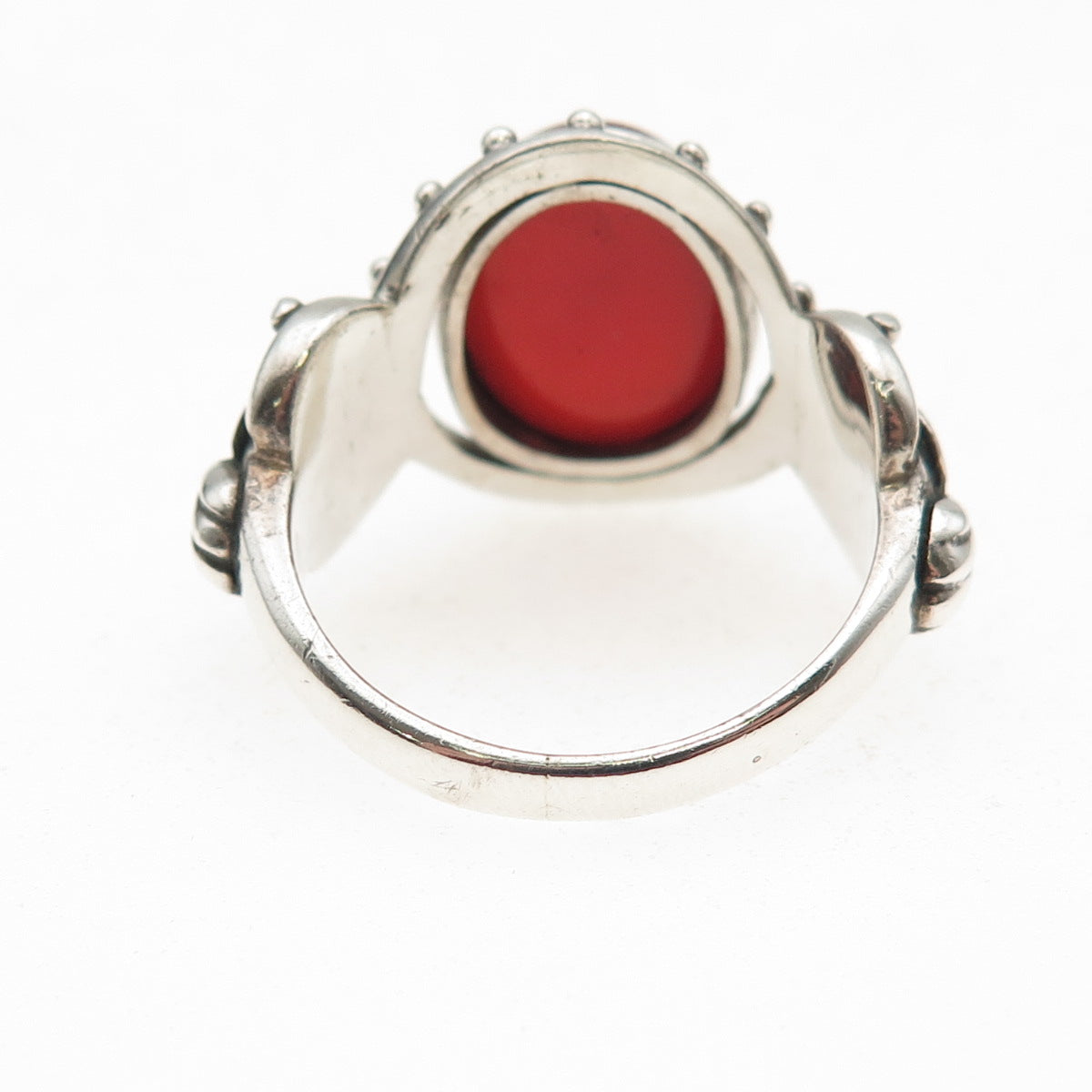 Doug Paulus 925 Sterling Silver Vintage Real Carnelian Oxidized Ring Size 10.25