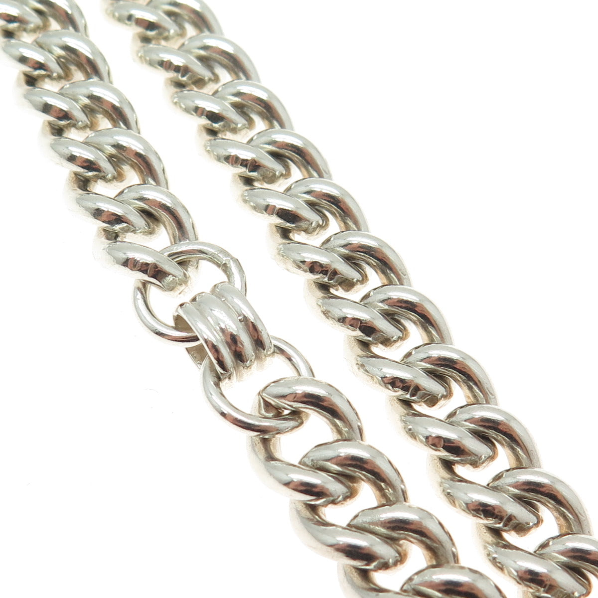 RALPH LAUREN 925 Sterling Silver Vintage Cuban Chain Toggle Clasp Necklace 16"
