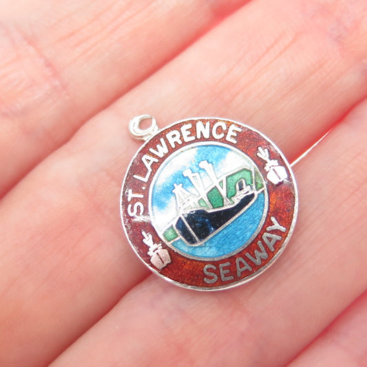 BREADNER CO. 925 Sterling Vintage Enamel St. Lawrence Seaway Minimalist Pendant