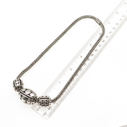 John Hardy Sterling Silver Vintage Kali Dot Beads Woven Icon Chain Necklace 16"