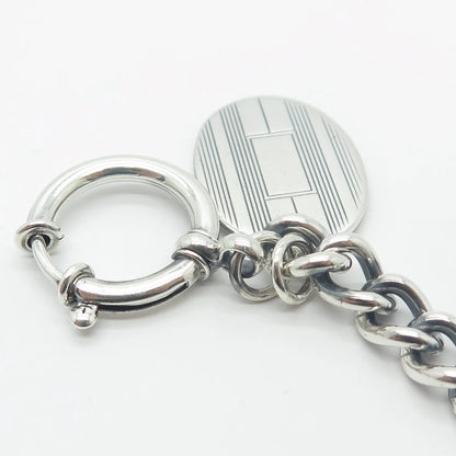 925 Sterling Silver Vintage Cable Link Bracelet 7"