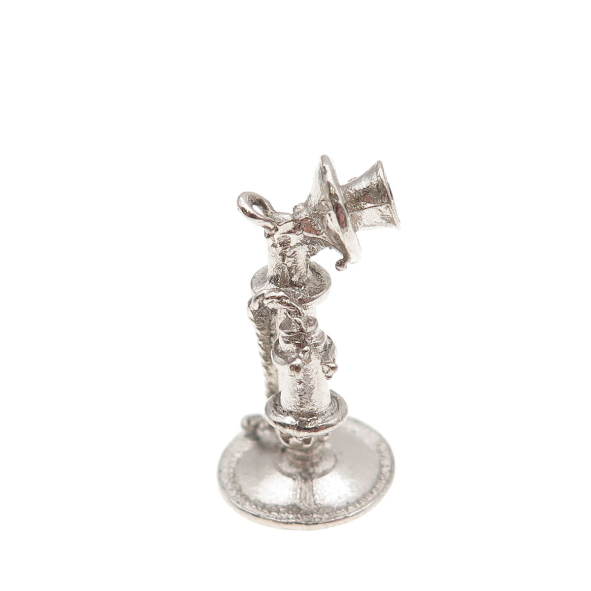 925 Sterling Silver Antique Art Deco Retro Candlestick Phone 3D Charm Pendant