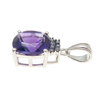 925 Sterling Silver Real Amethyst & Tanzanite Gemstone Pendant