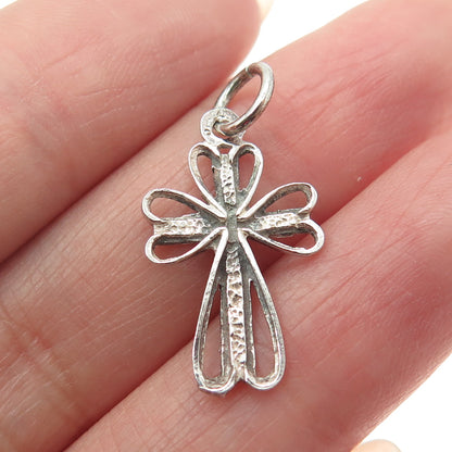 925 Sterling Silver Vintage Diamond-Cut Cross Oxidized Minimalist Charm Pendant