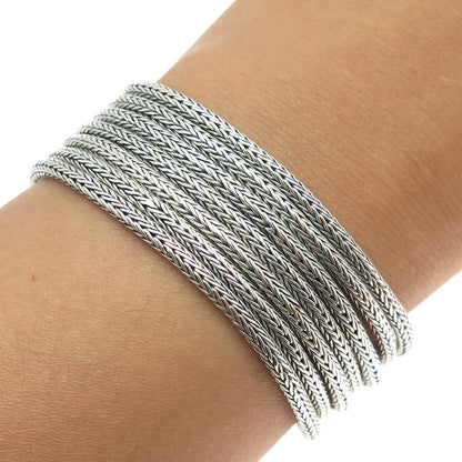 SAMUEL BENHAM BJC 18K Gold Sterling Vintage Multi-Row Wheat Link Bracelet 7.5"