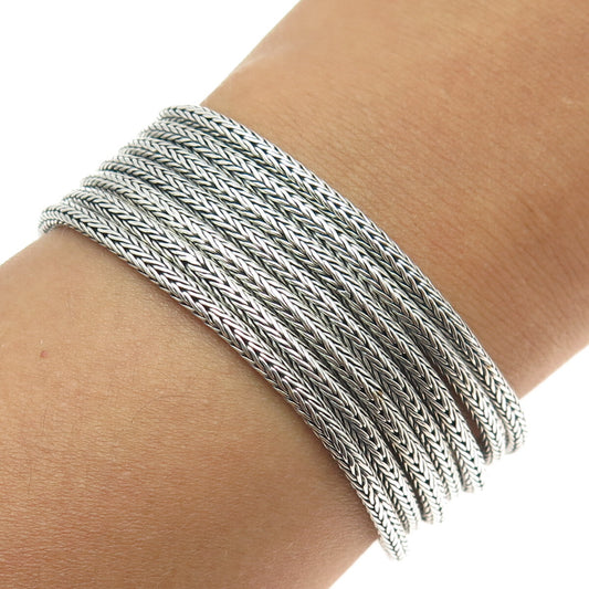 SAMUEL BENHAM BJC 18K Gold Sterling Vintage Multi-Row Wheat Link Bracelet 7.5"