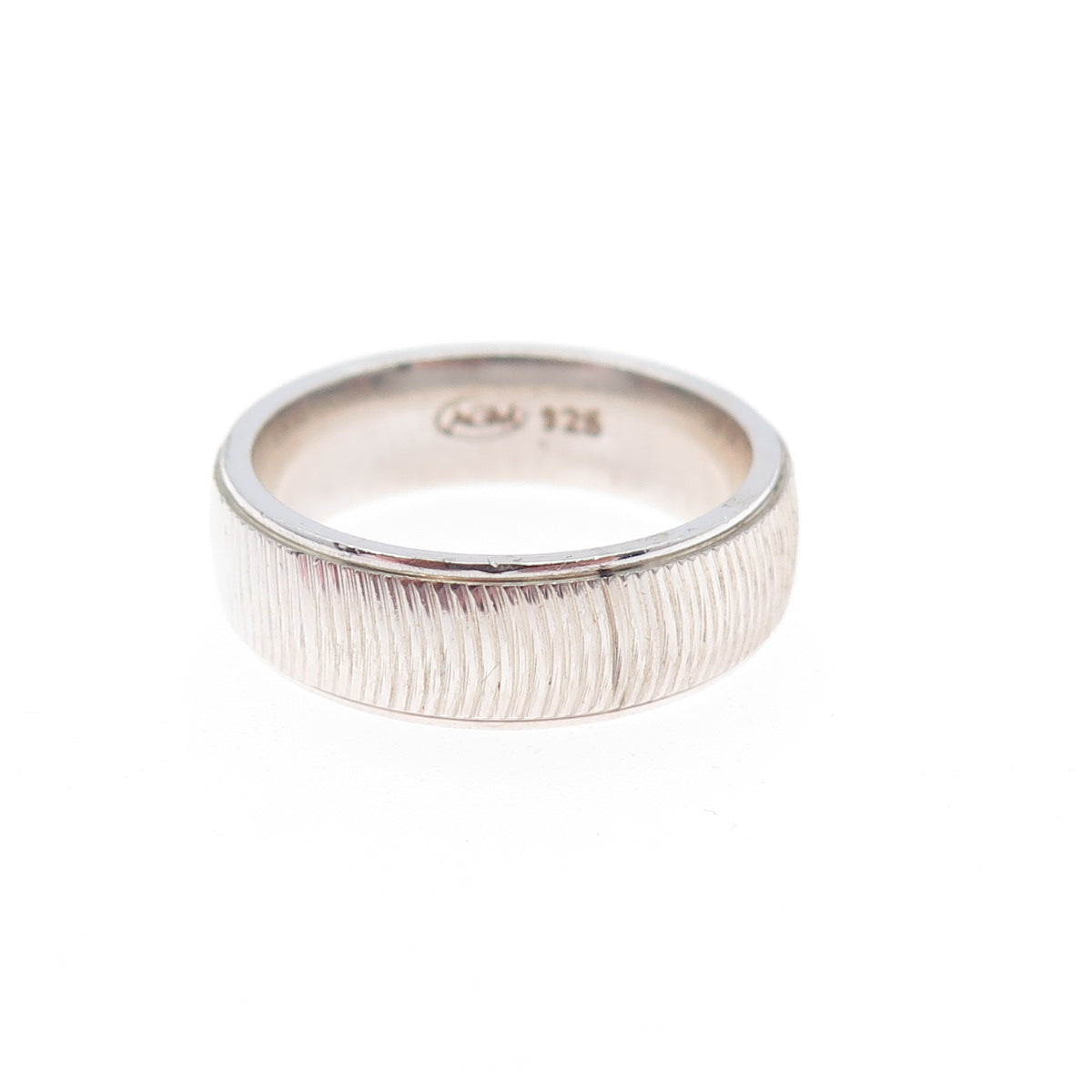 925 Sterling Silver Vintage AGM Ribbed Band Ring Size 7