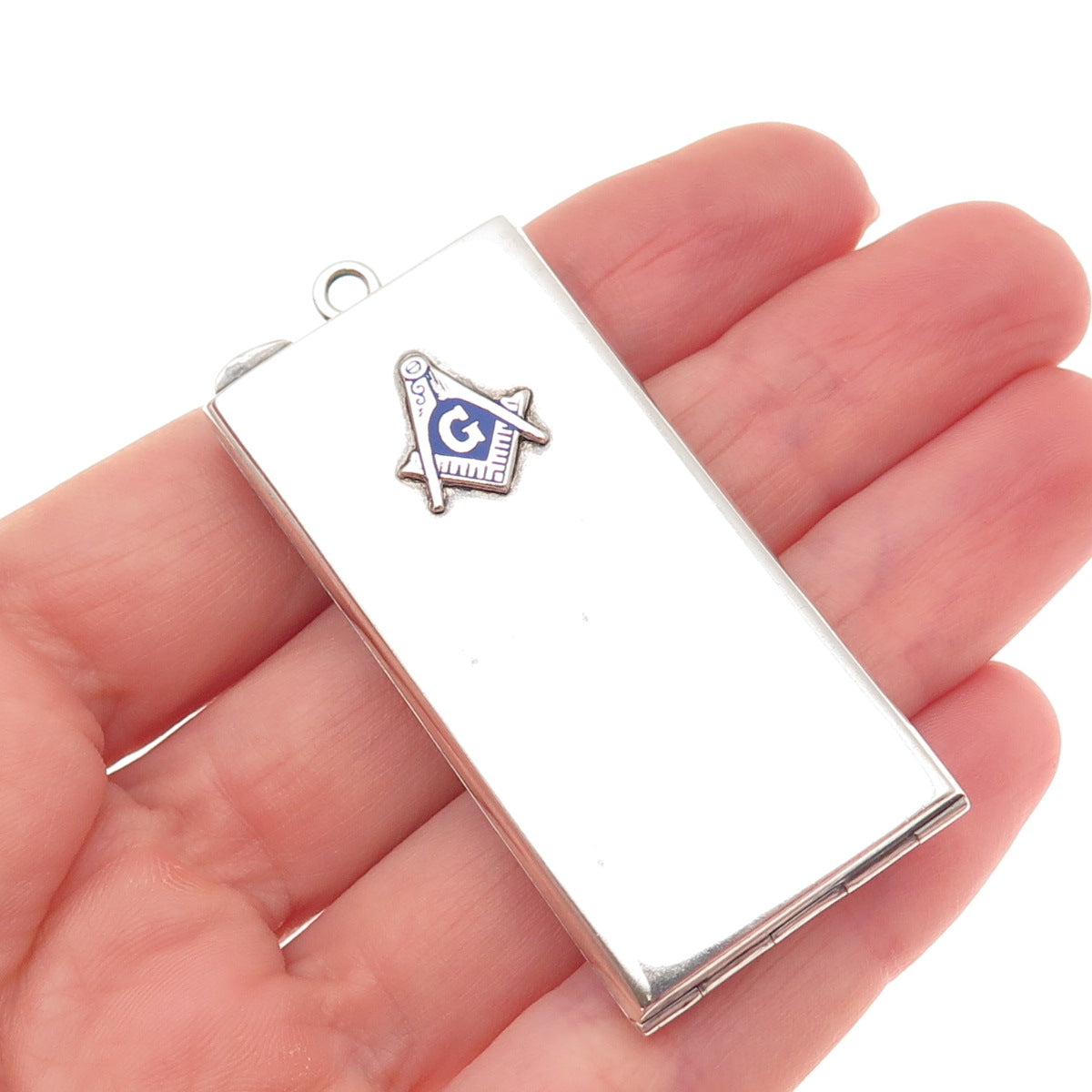 Watrous International Sterling Silver Antique Enamel Masonic Locket Case #514