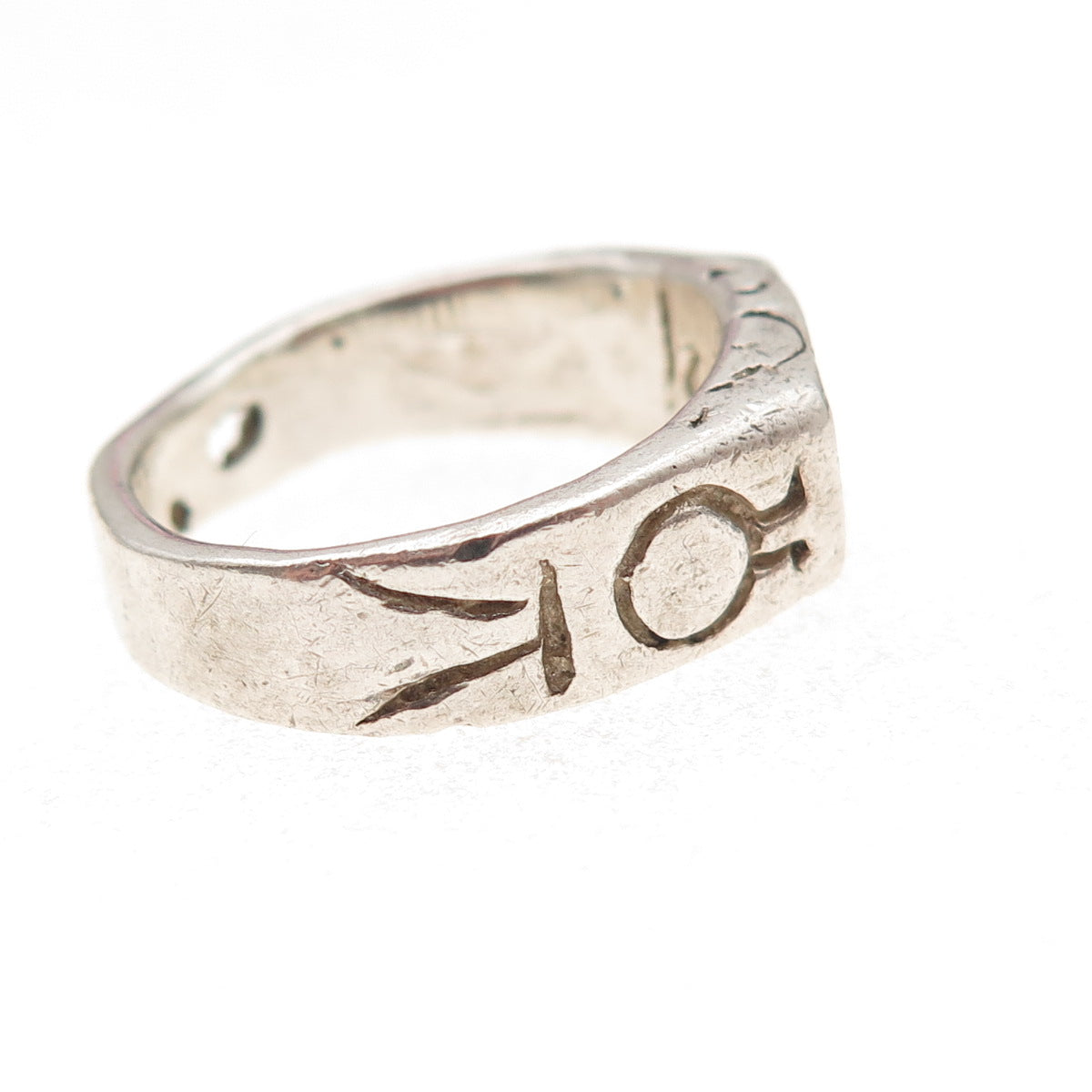 925 Sterling Silver Vintage Carpe Diem Oxidized Ring Size 7.5