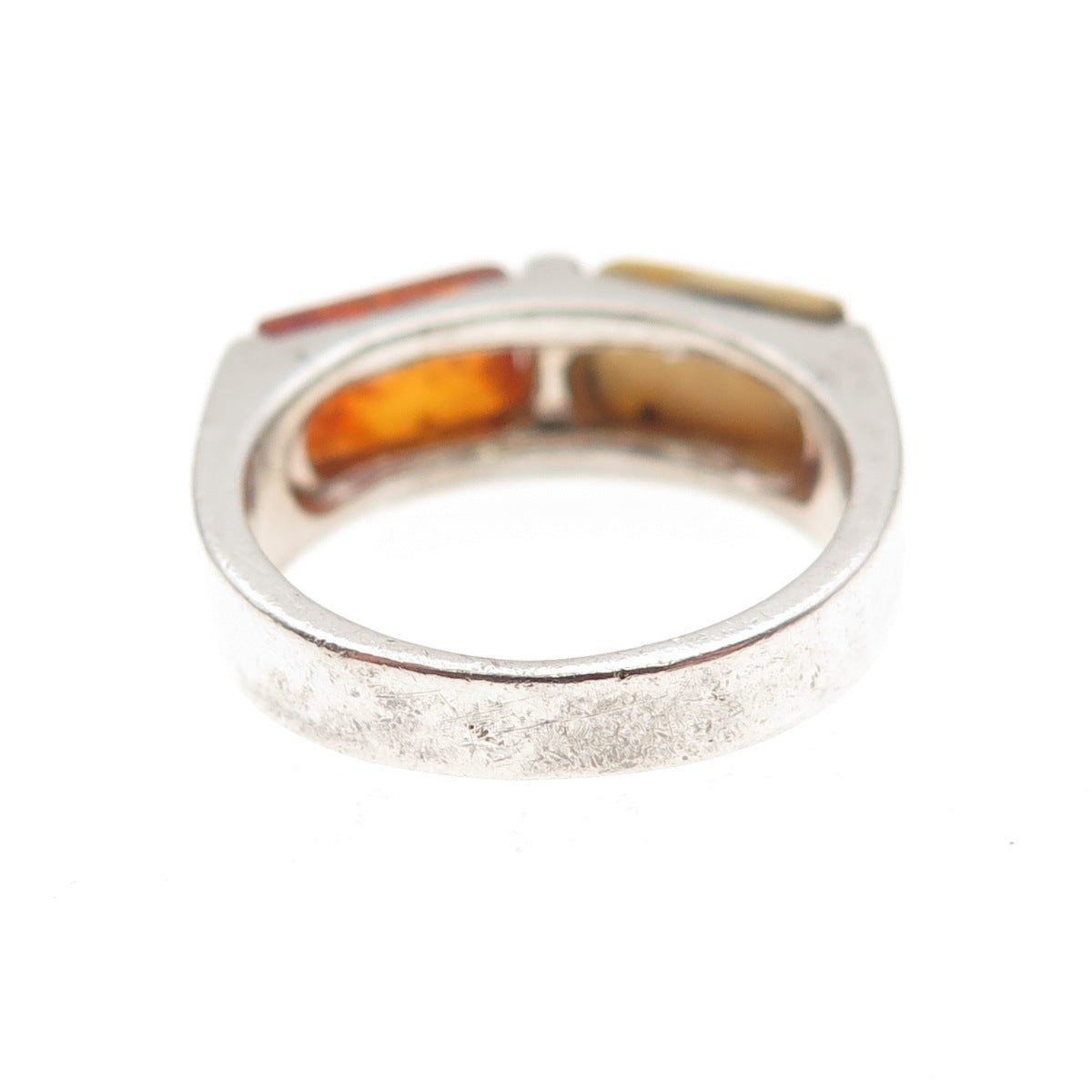 925 Sterling Silver Vintage Real Butterscotch & Baltic Amber Ring Size 5