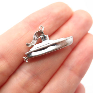 925 Sterling Silver Vintage "Bon Voyage" Ship / Boat Charm Pendant
