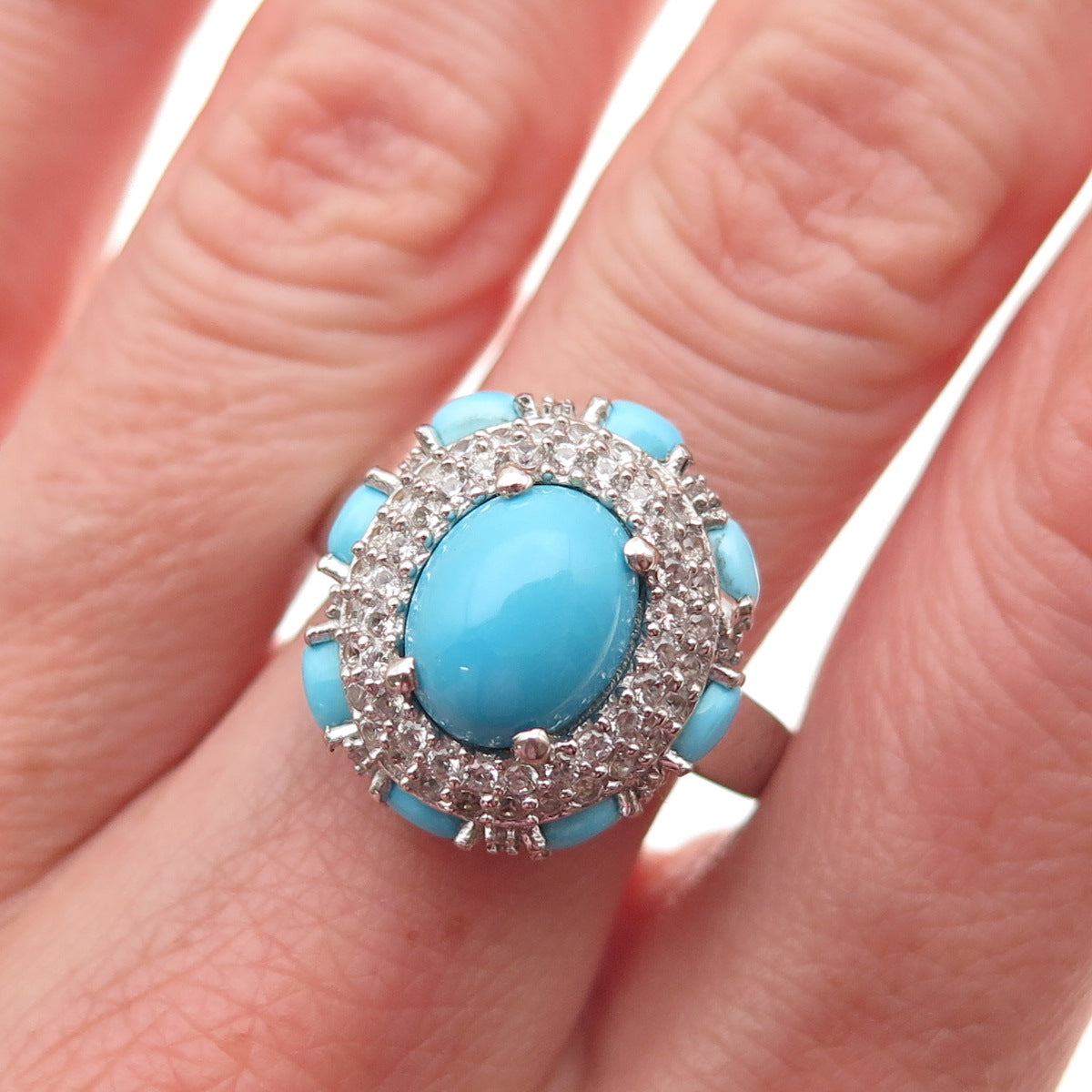 Chuck Clemency Sterling Silver Real Sleeping Beauty Turquoise Topaz Ring Size 8