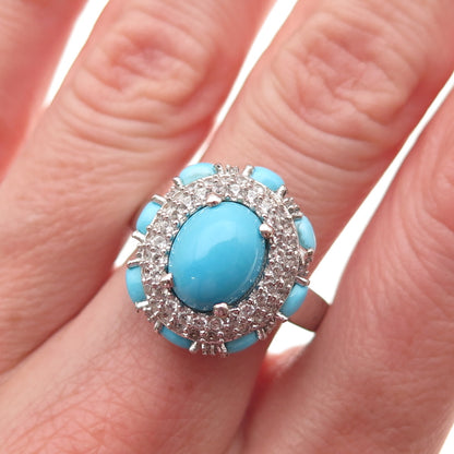 Chuck Clemency Sterling Silver Real Sleeping Beauty Turquoise Topaz Ring Size 8