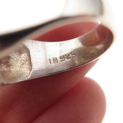 925 Sterling Silver Vintage Modernist Heart Oxidized Ring Size 6