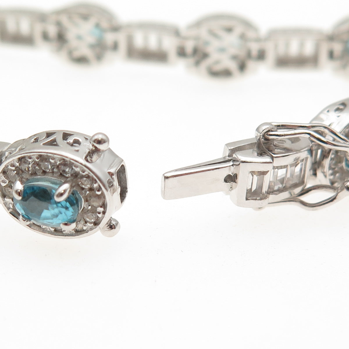 Carol Brodie MLD 925 Sterling Silver Real Blue & White Topaz Bracelet 7.25"