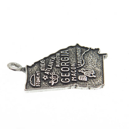 FRENCH & FRANKLIN 925 Sterling Silver Vintage Georgia State Map Charm Pendant