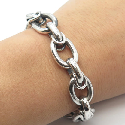 925 Sterling Silver Vintage Rolo Link Bracelet 7"
