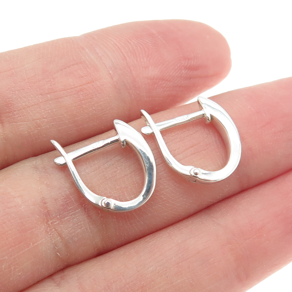 925 Sterling Silver Fisher Hook Hoop Earrings