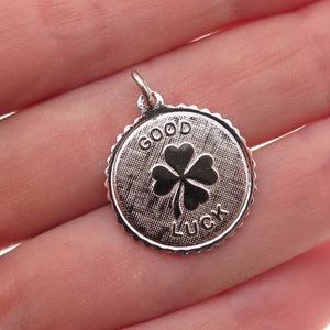 Elco 925 Sterling Silver Vintage Good Luck Clover Charm Pendant