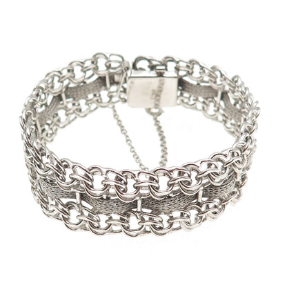 American 925 Sterling Silver Vintage Modernist Bismark & Spiga Link Bracelet 7"