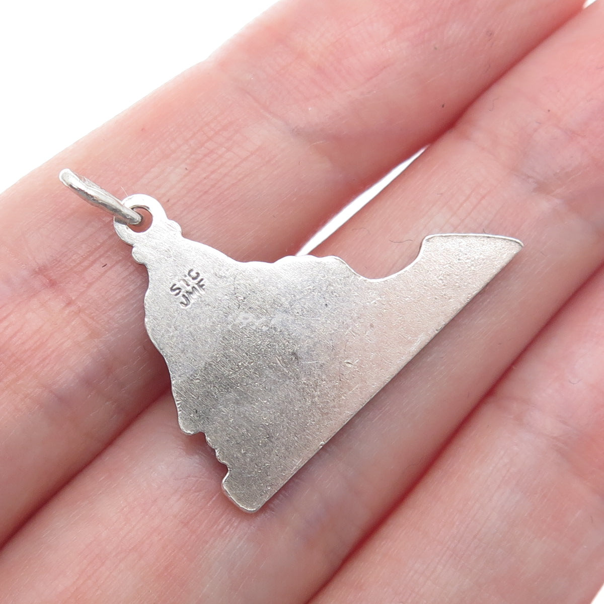J.M. FISHER 925 Sterling Silver Vintage Virginia State Minimalist Charm Pendant
