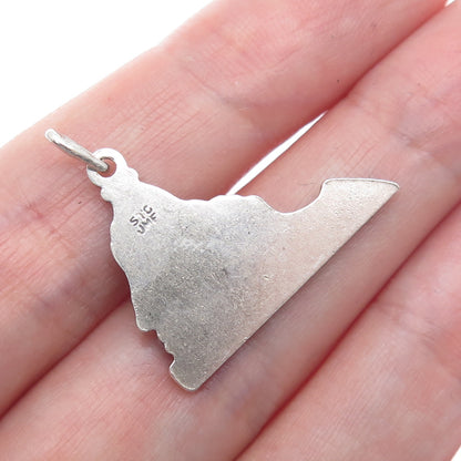 J.M. FISHER 925 Sterling Silver Vintage Virginia State Minimalist Charm Pendant