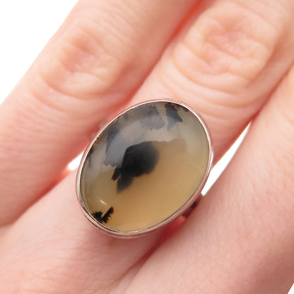 Old Pawn 925 Sterling Silver Vintage Southwestern Agate Tribal Ring Size 6
