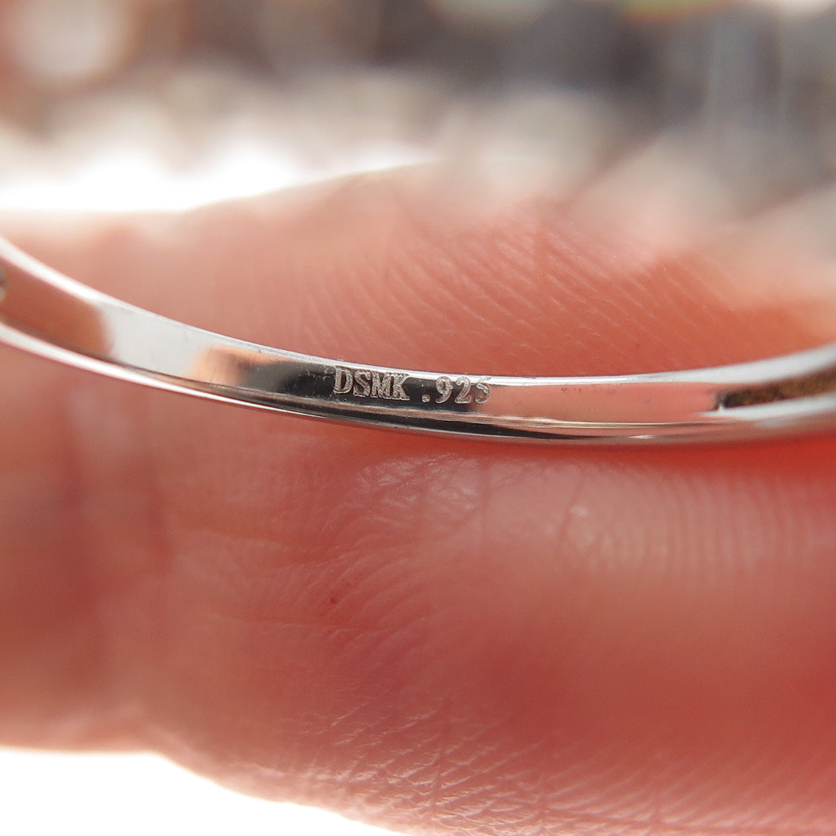 DSMK 925 Sterling Silver Emerald-Cut C Z Half Eternity Ring Size 6.25