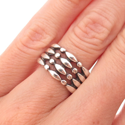 Boma 925 Sterling Silver Vintage Modernist 4-Row Oxidized Ring Size 5