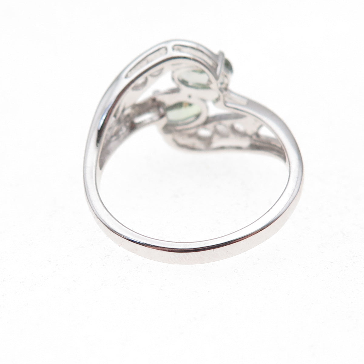 925 Sterling Silver Real Iolite & White Topaz Bypass Ring Size 8
