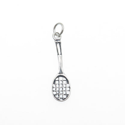925 Sterling Silver Vintage Tennis Racket Oxidized Minimalist Charm Pendant