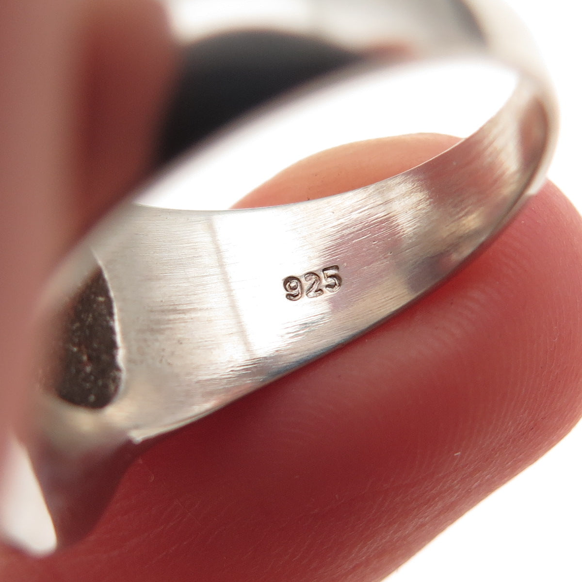 925 Sterling Silver Vintage Clear Crystal Oxidized Ring Size 6