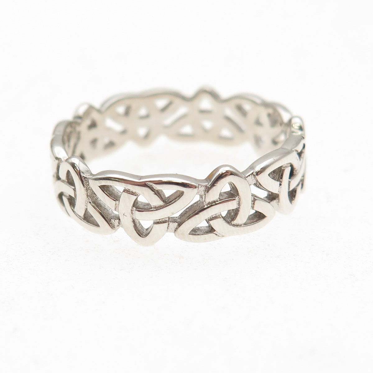 925 Sterling Silver Vintage Celtic Trinity Knot Band Ring Size 10.25
