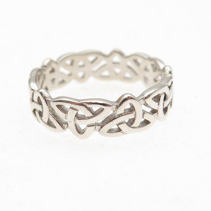 925 Sterling Silver Vintage Celtic Trinity Knot Band Ring Size 10.25