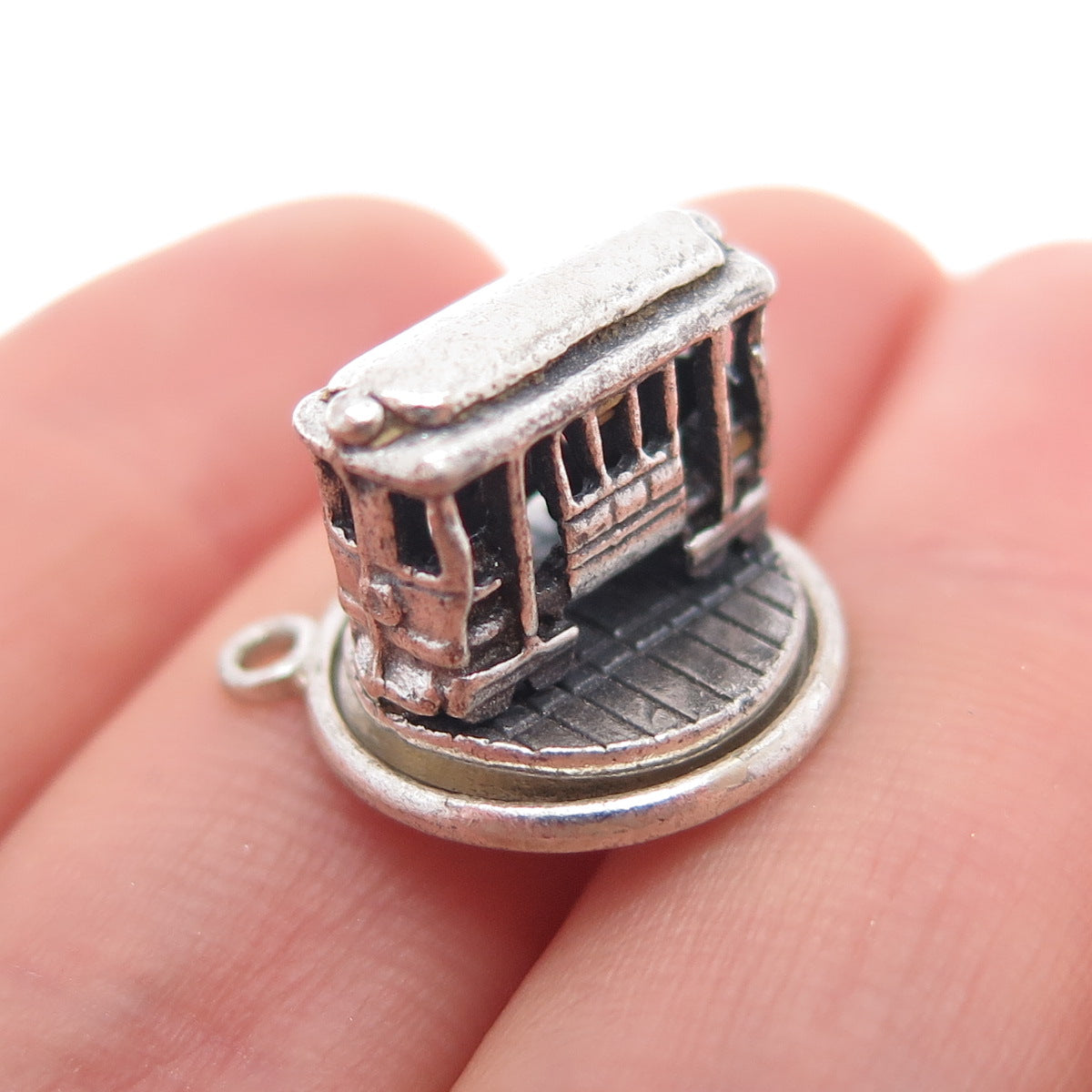 Bell Trading Post 925 Sterling Silver Vintage Cable Car Mini 3D Charm Pendant