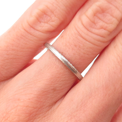 Platinum Antique Art Deco Stackable Engraved Wedding Band Ring Size 5.25