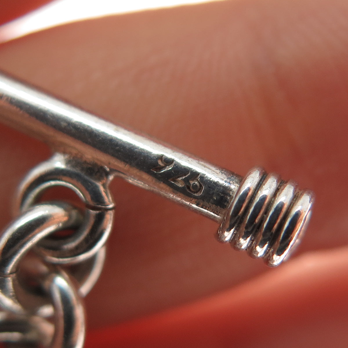 925 Sterling Silver Vintage Modernist Paperclip X Link Bracelet 7"