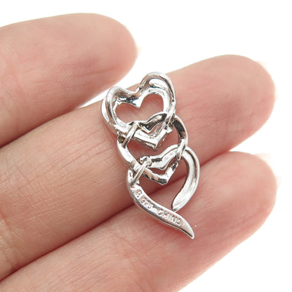 ROSS SIMONS 925 Sterling Silver Real White Diamond Accent Heart Slide Pendant