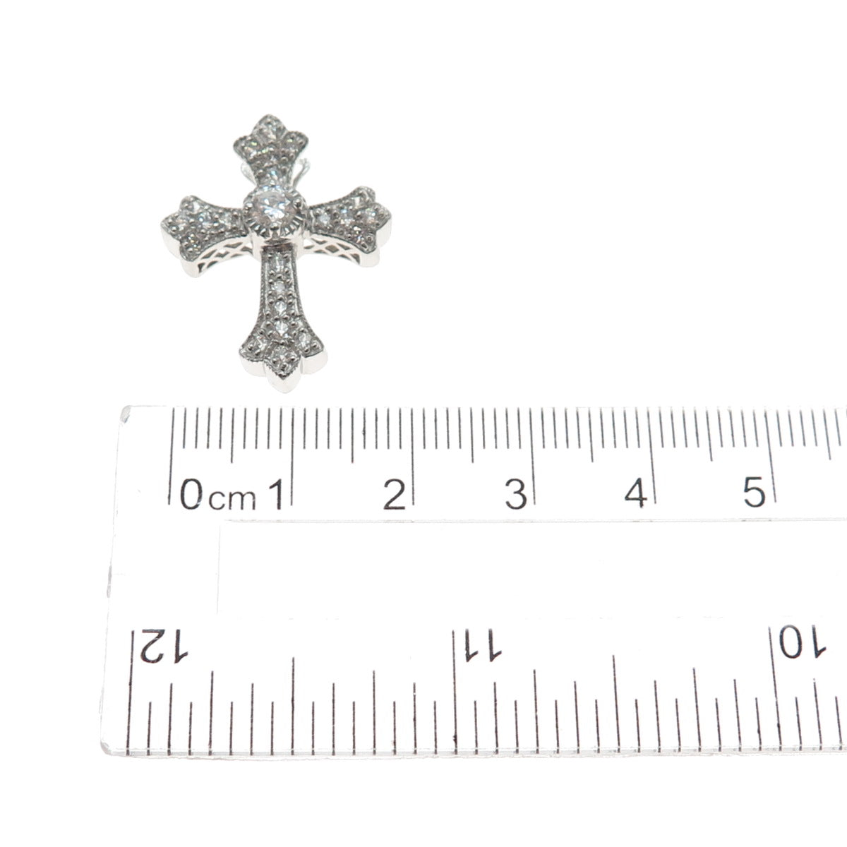 MEDA 925 Sterling Silver Round-Cut C Z Cross Slide Charm Pendant