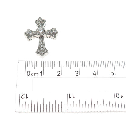 MEDA 925 Sterling Silver Round-Cut C Z Cross Slide Charm Pendant