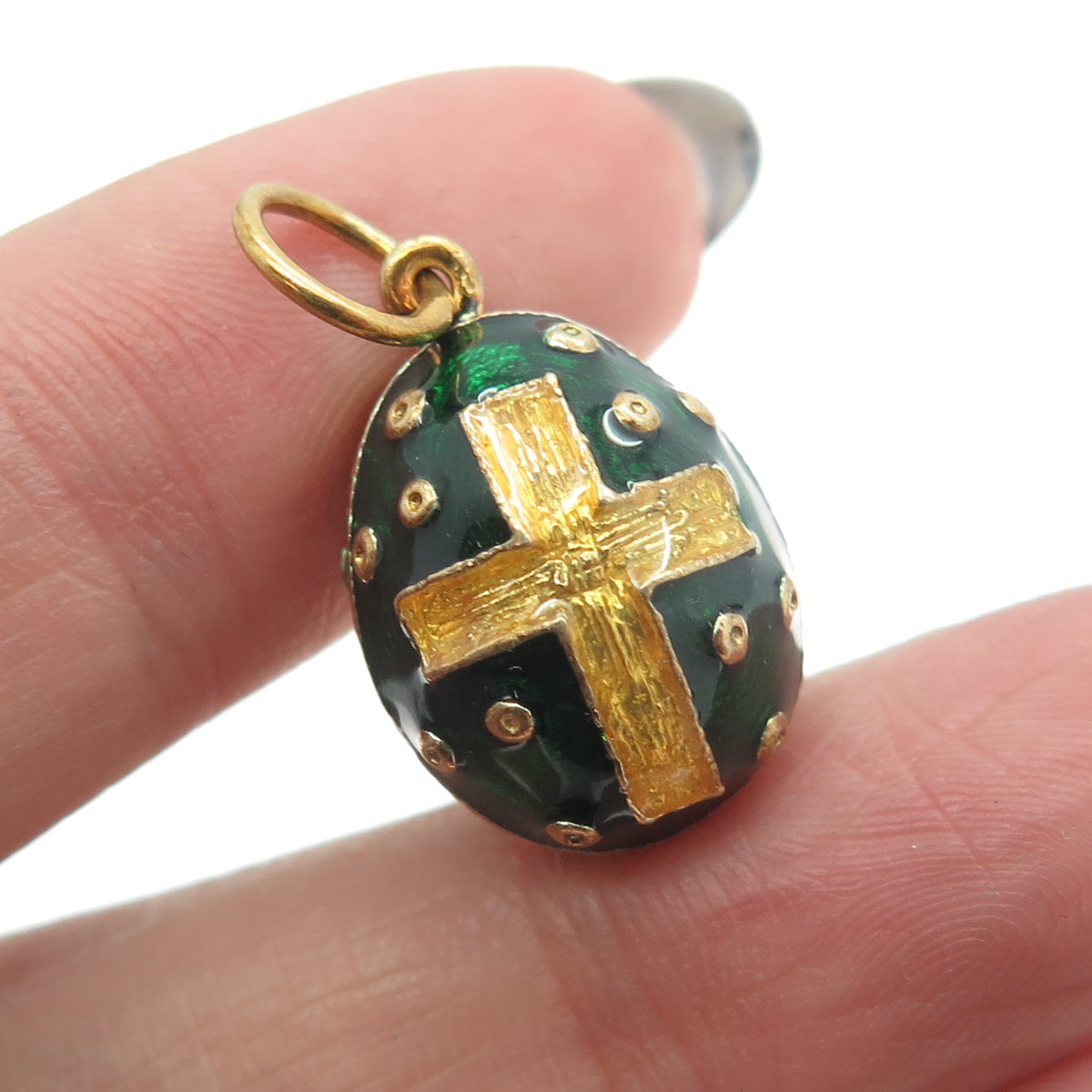 RAFKA Retired 925 Sterling Silver Vermeil Enamel Cross Easter Egg Charm Pendant