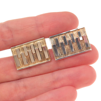 830S Silver 2-Tone Vintage Scandinavia Modernist Cufflinks