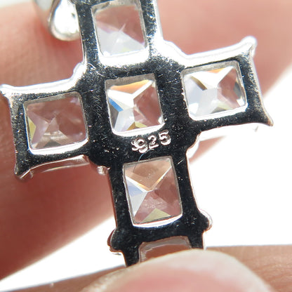 925 Sterling Silver Princess-Cut C Z Sparkling Cross Pendant