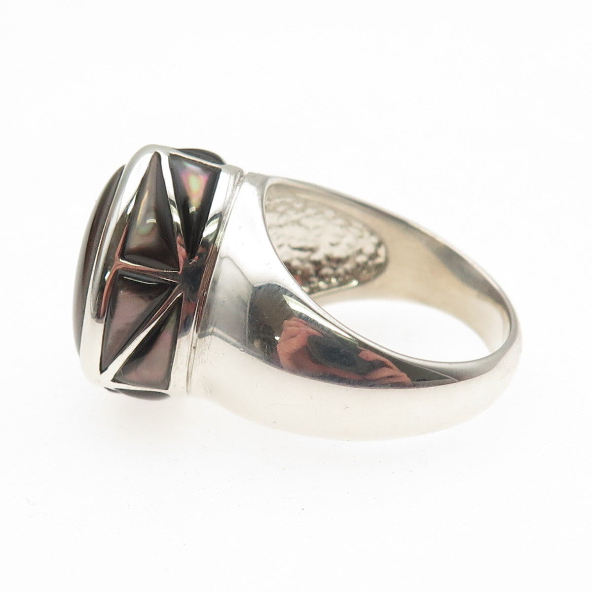 BARSE 925 Sterling Silver Vintage Real Abalone Shell Modernist Ring Size 10