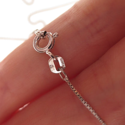 Jane Seymour 925 Sterling Silver Real Diamond Open Heart Box Chain Necklace 18"
