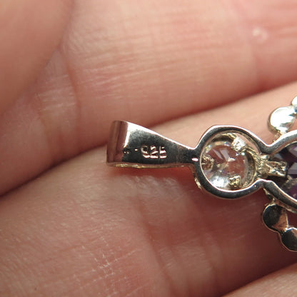 925 Sterling Silver Vintage C Z February Birthstone Boy Figure Charm Pendant